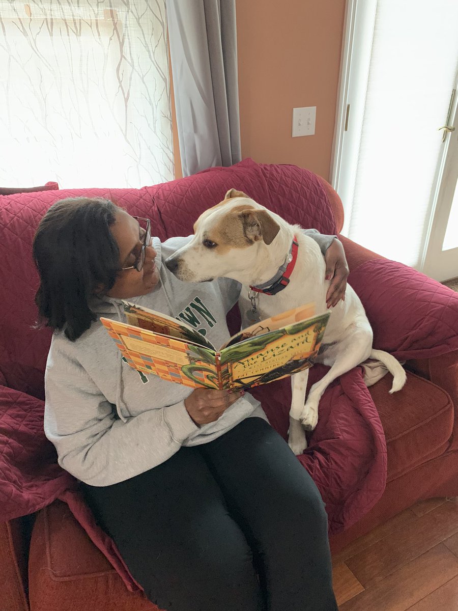 MESMSHorowitz's tweet photo. Furry Friend Friday! Reading to my dog, Kizmo! Thank you for participating in our Virtual Spirit Week Strang Eagles! #StrangStrong @LibraryMESMS @mesmspta @RonHattar @YCSDloshea @YorktownCSD https://t.co/ahg6ng1n8O