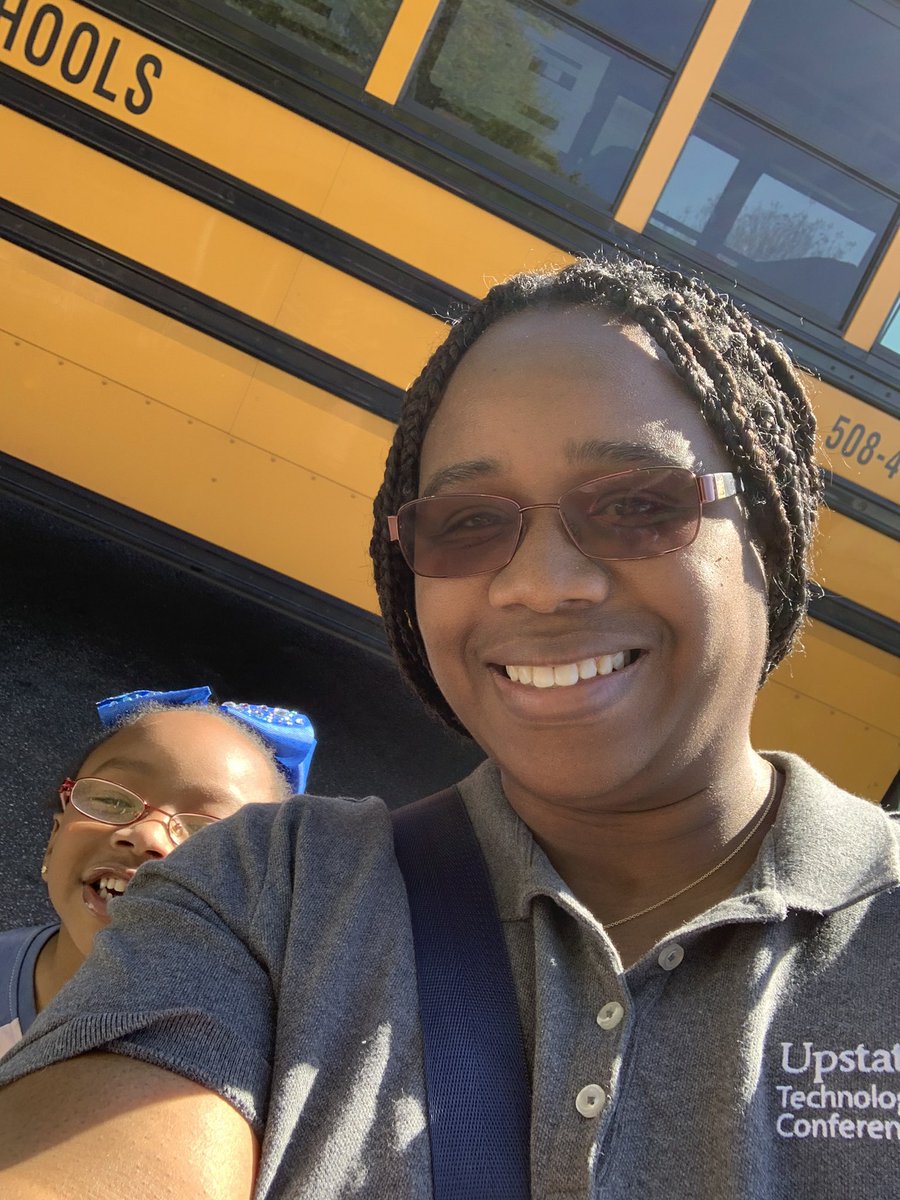 iThinkHighDef's tweet photo. @EdTechGCS Alright, here I am with a little sidekick who just picked up her school lunch. Iโm out here representing in my @upstatetech shirt on this #EdTechGCSSpiritWeek #SpiritWeekFriday I love my @gcschools IT Department ๐ฅฐ https://t.co/l2uw2p7Zjg