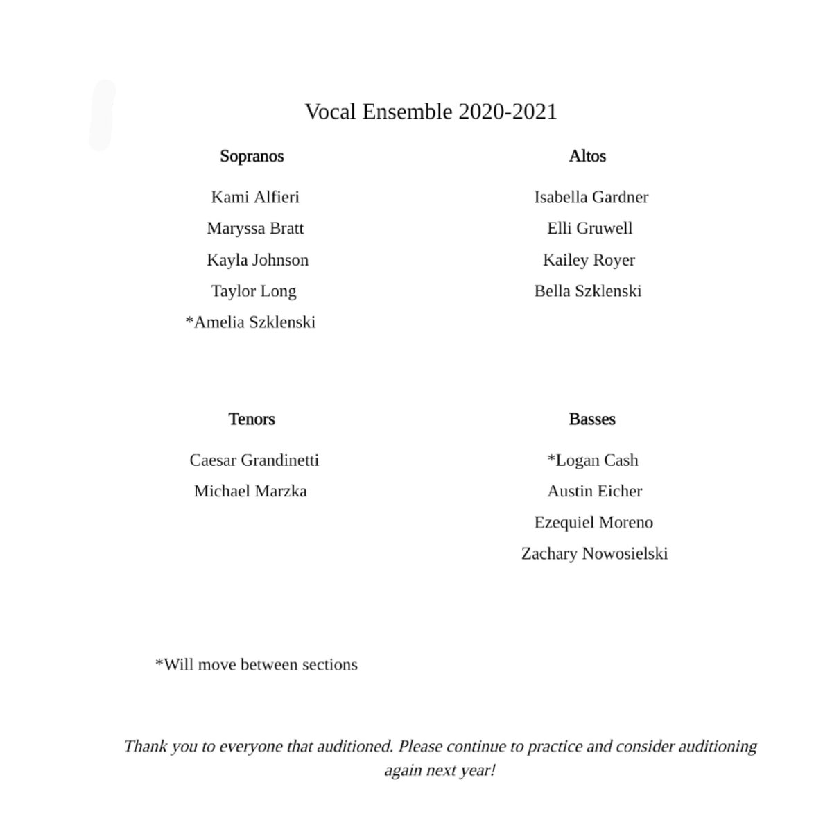 DeMaryHCMusic's tweet photo. Congratulations 2020-2021 Vocal Ensemble!!!! https://t.co/86ZAKa43HQ