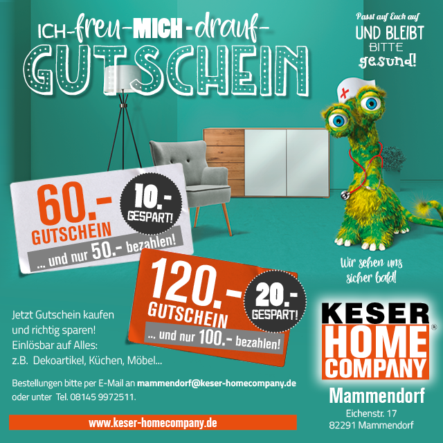 KeserCompany's tweet photo. Jetzt stationären Einzelhandel stärken !
Sichern Sie sich Gutscheine und sparen ....
z.b. Einkaufsgutschein unbegrenzt gültig !
im Wert von 120,--Eur für 100,--Eur .....
Rufen Sie uns an: 08145/94530
oder senden Sie uns eine email : 
mammendorf@keser-homecompany.de
Vielen dank ! https://t.co/Luhqx1bRkC