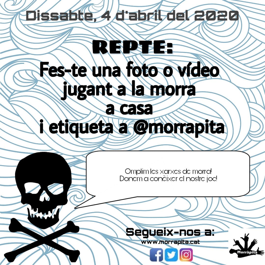 morrapita's tweet photo. Vos apunteu al repte?
Donem a cobèixer lo nostre joc!
Omplim les xarxes de morra!

Etiqueteu @morrapita https://t.co/cp1wdNfVdZ