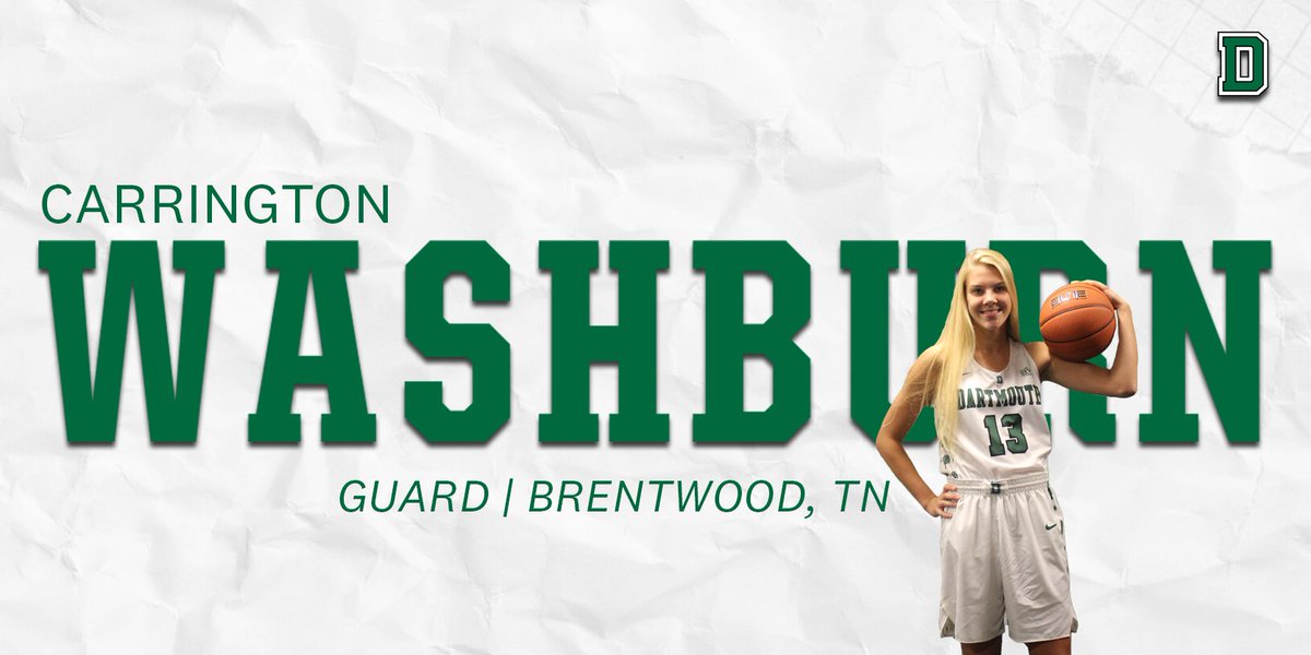 DartmouthWBB's tweet photo. Queen of all trades‼️ Excited to officially welcome Carrington Washburn from Tennessee to the DWB Family!🌲🏀

#DWB2024 https://t.co/JLPZ6bYxJe