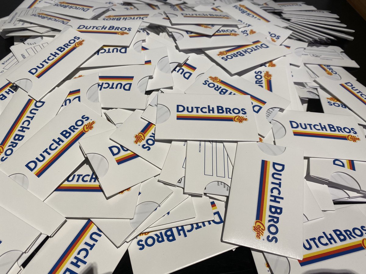 PTStandTogether's tweet photo. We want to send a big thank you to our great partner @DutchBros for helping support our staff by sending these gift cards. Thanks for spreading the love! #ShareLuv  #DutchBrosFoundation #RCTID #BAONPDX https://t.co/qrMTagPrGY