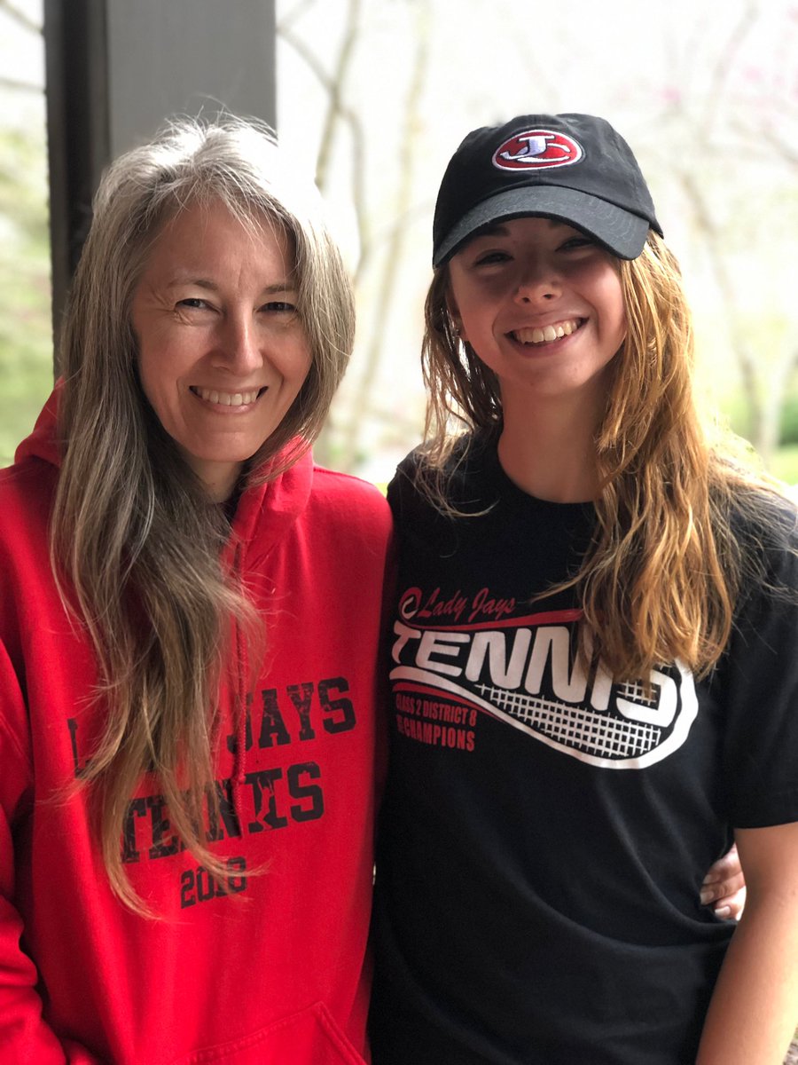 MadelynEBecker's tweet photo. My mom (class of ‘88 alum) and me with the endless Jay’s drip we have in our house. Jay pride never dies!! #JayDayFriday @JeffCityStuco https://t.co/5YaPfE4pPa