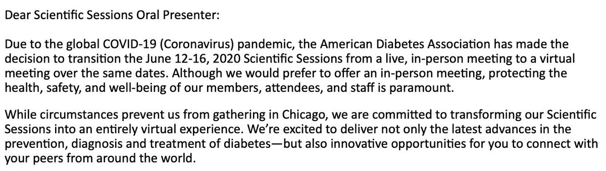 Glad to hear that #ADA2020 will be virtual this year. Definitely the right move.

Also excited that I could potentially deliver my first ever ADA talk in a blazer and pyjama bottoms 😂🙃