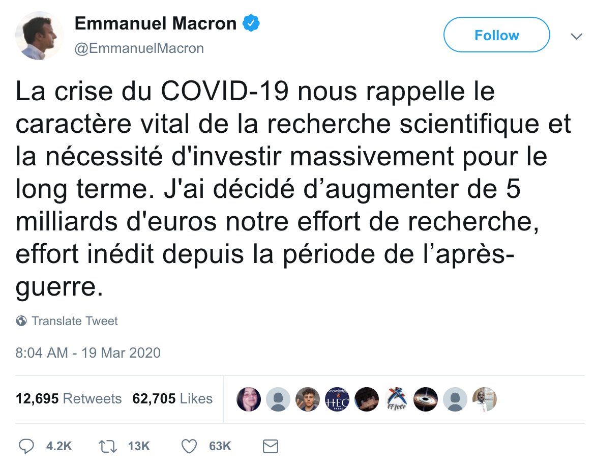 2/ Inutile de faire durer le suspense… L'augmentation de "notre effort de recherche" par "décision" unilatérale d'Emmanuel Macron est à ce jour de 0.Pas un radis.Pas un centime d'euro.Rien.