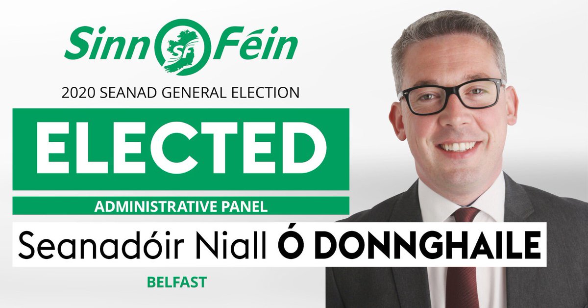 sinnfeinireland's tweet image. Sinn Féin's @NiallSF has been re-elected to the Seanad

Comhghairdeas Niall, tofa chuig an 26ú Seanad ar an Rolla Riaracháin

#Seanad2020 #SeanadElection