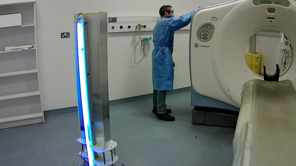 Akara_Robotics's tweet photo. Currently, it can take more than 60 minutes to clean a room with a CT scanner. Working with Tullamore @DMHospitalGroup, this week we've cut this time down to <15mins. This needs to be the present, not the future. https://t.co/eFHlcgJEko