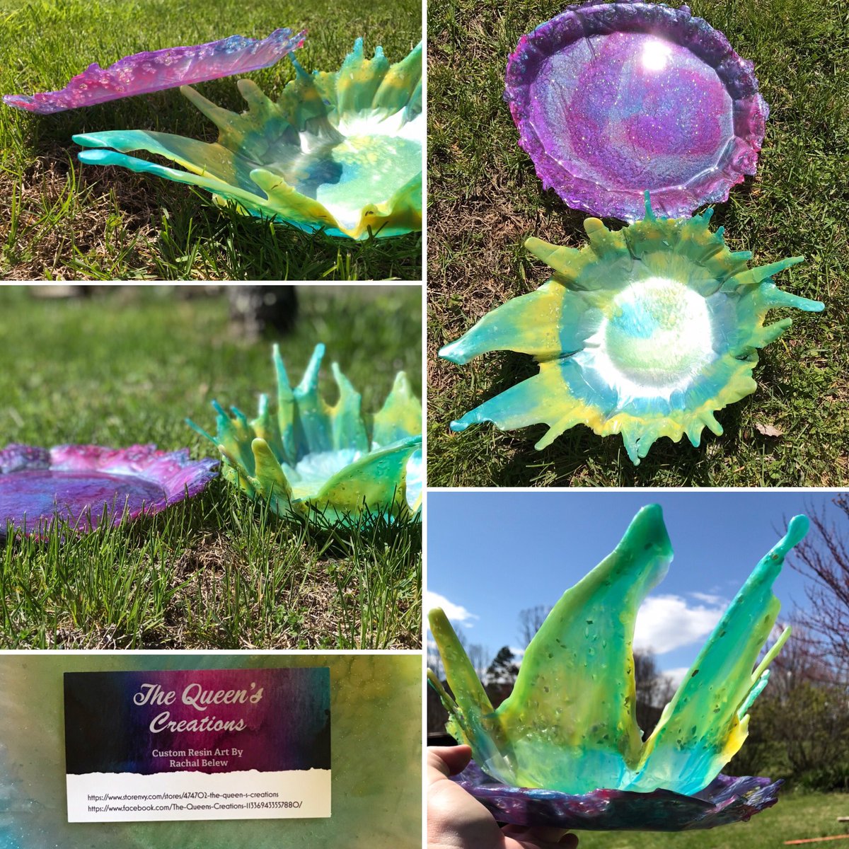 CreateLikeAGirl's tweet photo. LOOK AT MY BEAUTIES 😍😍😍😍 My GORGEOUS and UNIQUE bowl and platter were made by @TheQueensCreat1 I highly encourage you to have her make something one of a kind for you, too! But not like mine. Get your own 😠😂

#resinart #twdmemequeen #oneofakind #sopretty https://t.co/mgIcifrLNk