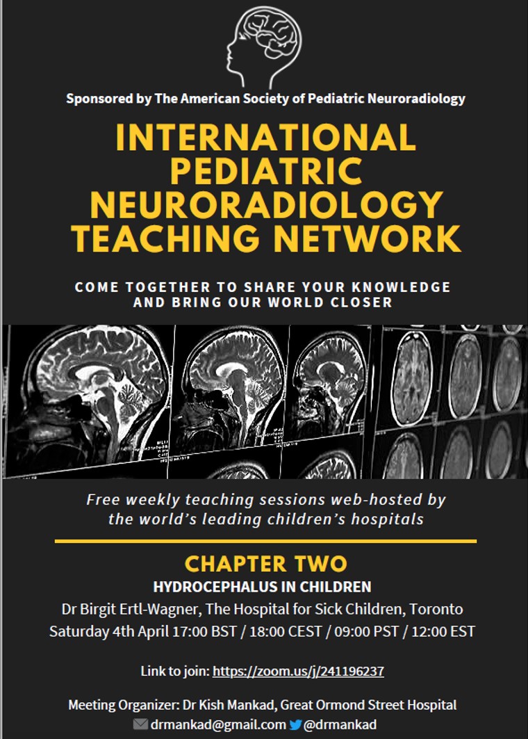 SK Ped Rad Fellows (@skpedradfellows) on Twitter photo Tomorrow April 4, our faculty & head of Neuroradiology Division, Dr. Birgit Ertl-Wagner will talk on #hydrocephalus in children as part of the free weekly teaching sessions organized by the Intl Pediatric Neuroradiology Teaching Network led by <a href="/drmankad/">Dr Kish Mankad</a> - zoom.us/j/241196237 Tomorrow April 4, our faculty & head of Neuroradiology Division, Dr. Birgit Ertl-Wagner will talk on #hydrocephalus in children as part of the free weekly teaching sessions organized by the Intl Pediatric Neuroradiology Teaching Network led by <a href="/drmankad/">Dr Kish Mankad</a> - zoom.us/j/241196237