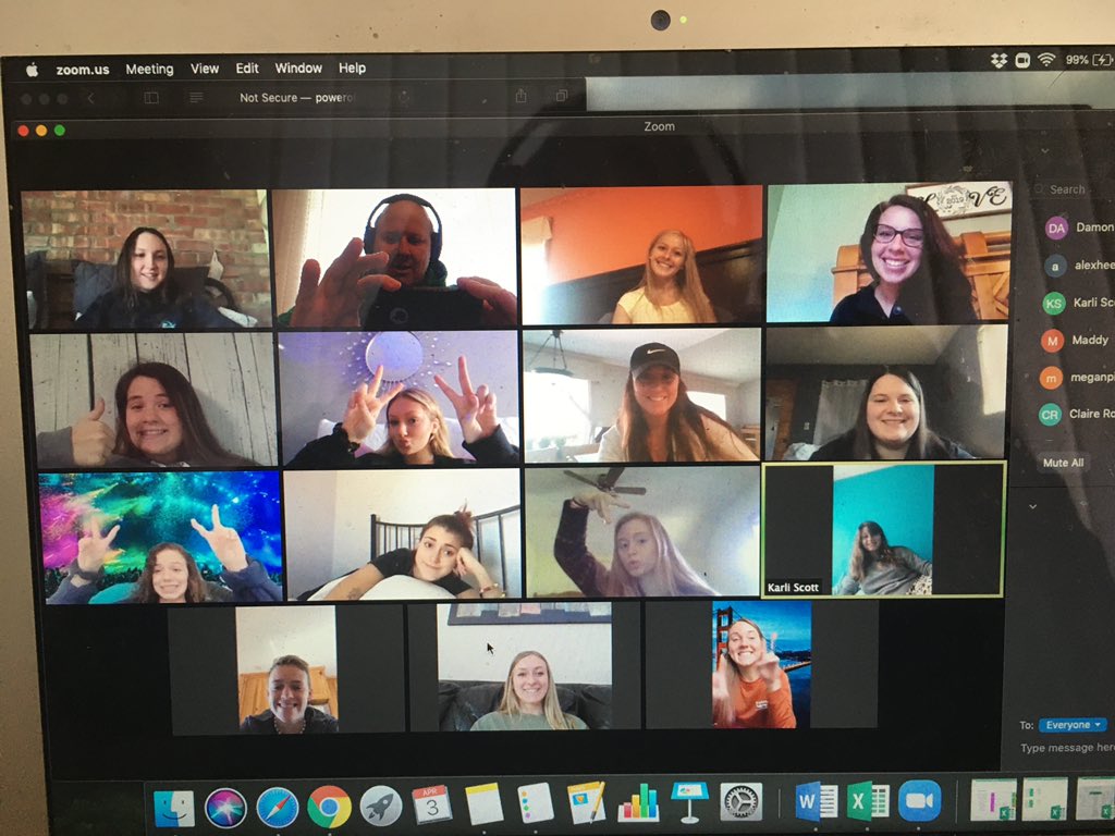 delta_pioneers's tweet photo. Pioneer Women’s Soccer practicing social distancing. Virtual team  meeting to stay connected and stay focused. Family sticks together!  Preparing for Fall. Can’t miss a beat! @NJCAA @DCWOSOCC  #NJCAAForward #StaySafe #PioneerPride https://t.co/cVN3QsqOPb