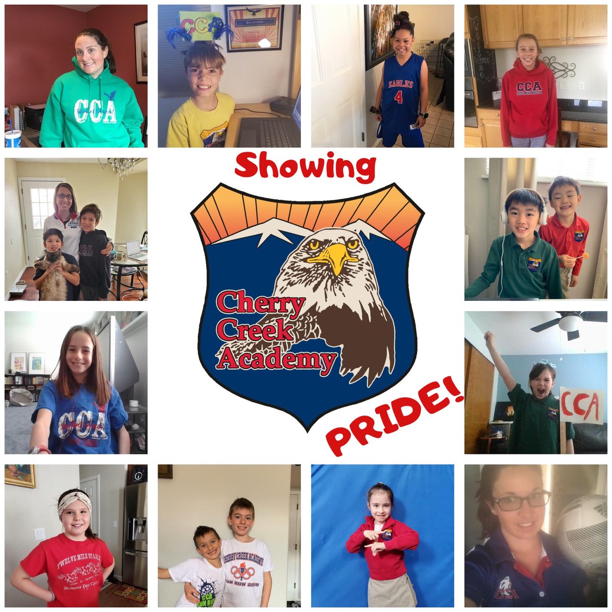 CCA_K8's tweet photo. What a day to show our pride for CCA! Whether we are at school together or working remotely, our community remains strong! #CCASoars! https://t.co/ZyLmVLBzV3