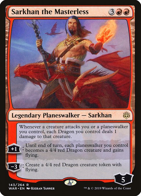 Sarkhan is a bit different from Lukka in regards to red creatures.There isn't a focus on forming a bond with another individual.Nay, Sarkhan has a reverence for the ways of specifically Dragons, which does include ruthlessness and savagery.It's a freeing way of life.