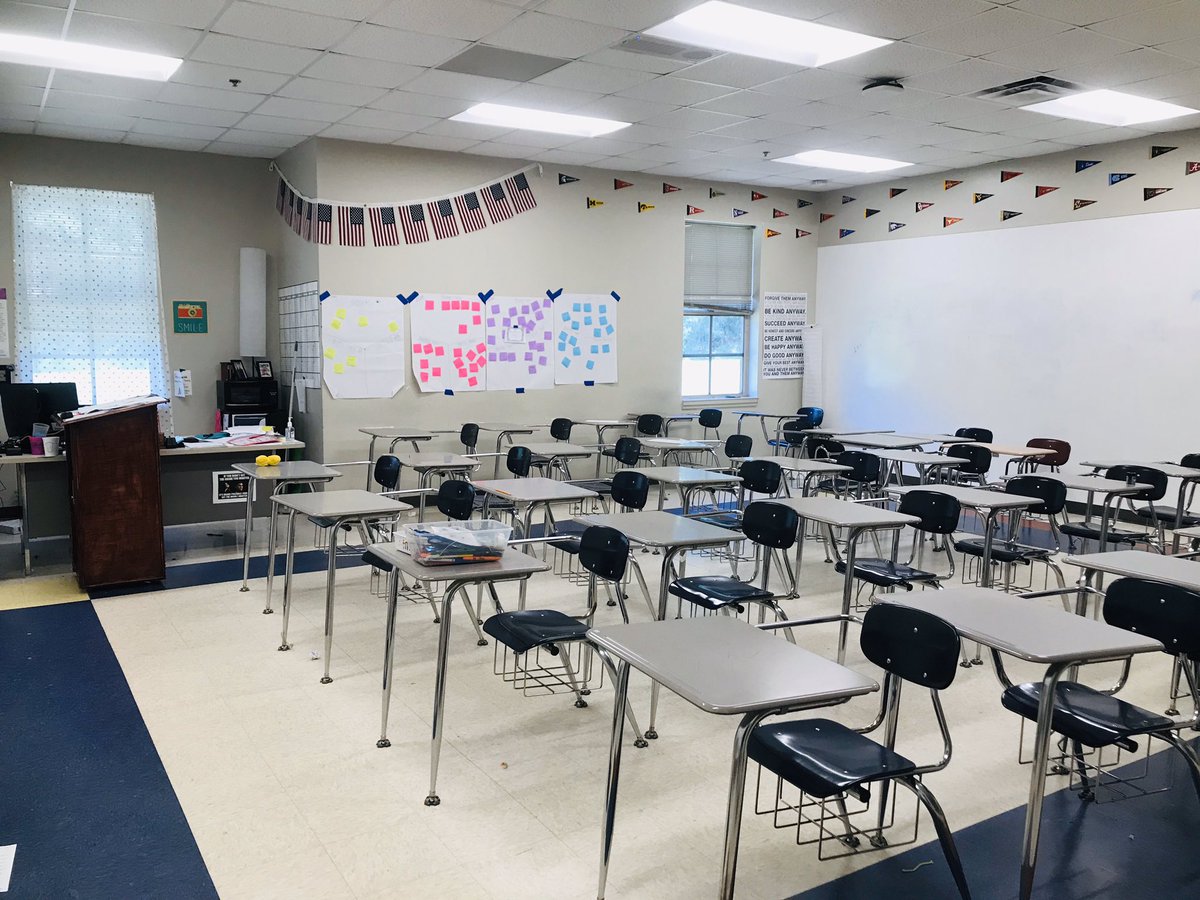 mrsG_ometry's tweet photo. Came to the school to grab a few things from my classroom. I wasn’t prepared for the flood of emotion that came over me when I opened the door. We didn’t know when we left for spring break that it would be the last time we were all here together. 😢#imissmystudents #imissmyteam https://t.co/3zGQwGcb9l