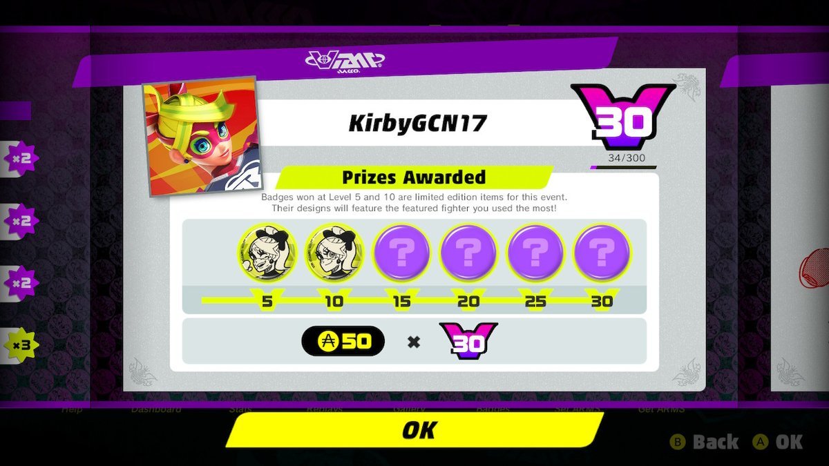 KirbyGCN17's tweet photo. Reached Level 30. #ARMS #PartyCrash #NintendoSwitch https://t.co/yOAuVTyzQN