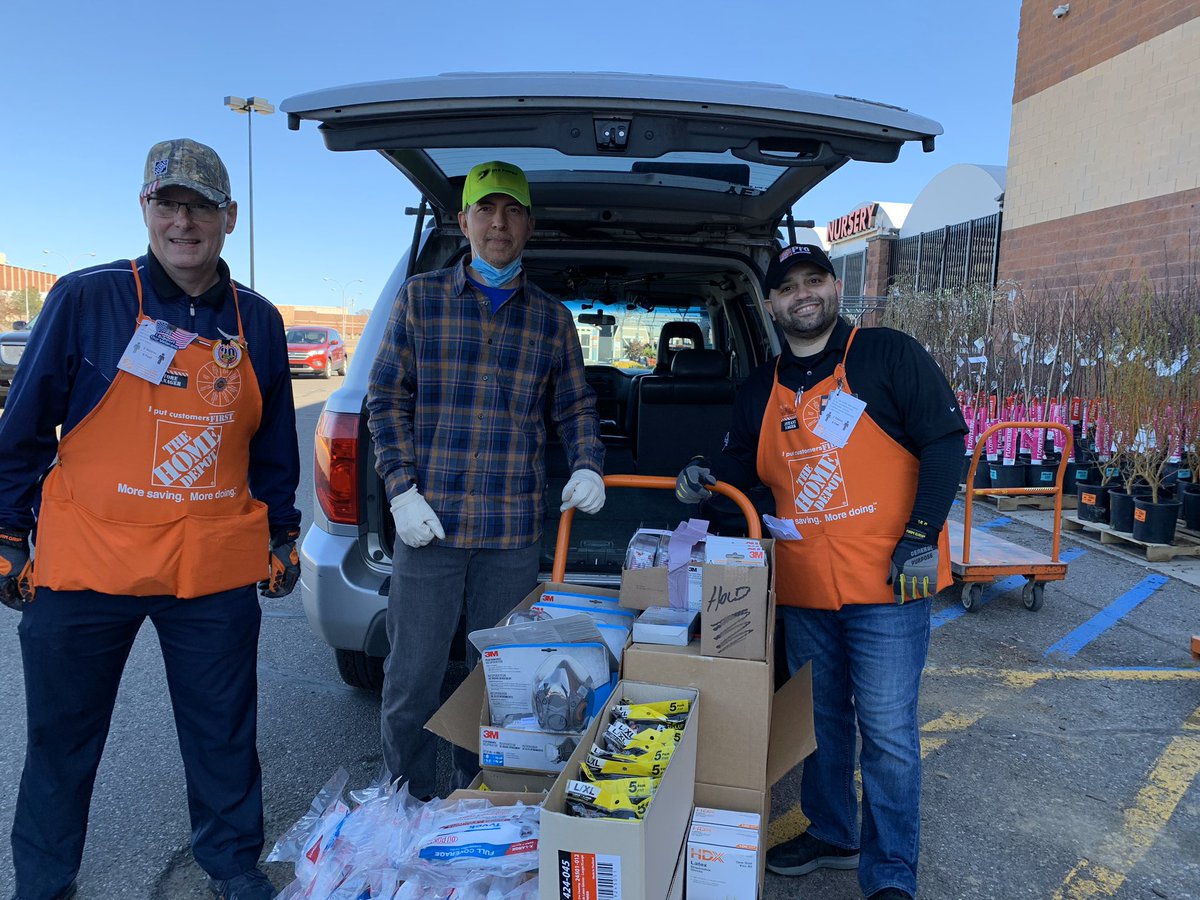 So blessed, honored and humble to work for a company like Home Depot. We are here to take care of our communities. Today, we were able to donate boxes of respirators, gloves, masks, filters and Tyvek suits to our local Ascension St. John hospital. Here to serve. #orangeblooded