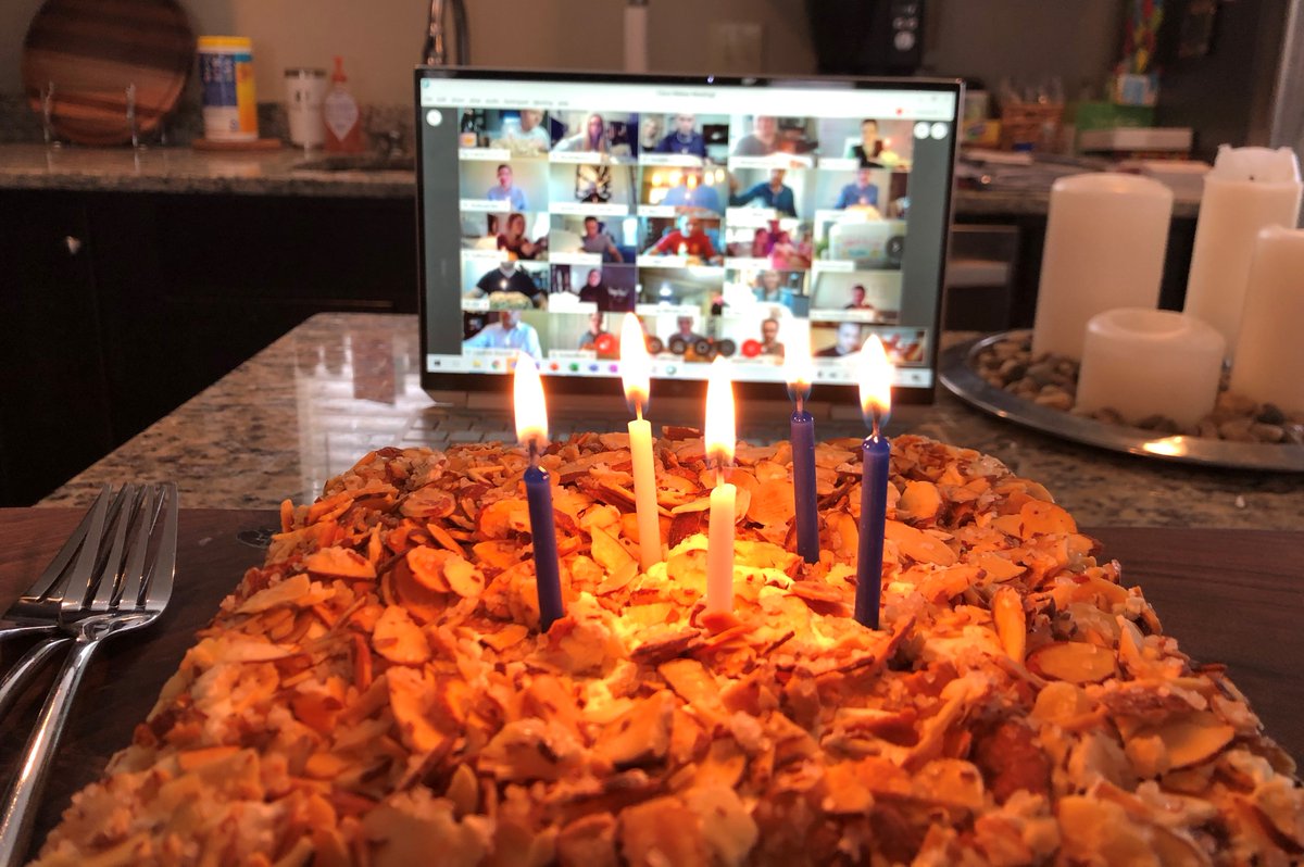 Our practitioners all received a sweet surprise (from @Prantlsbakery) in the mail this week and we met virtually today to make a birthday wish. Lauren and Chris Miladinovich shared remarks (and toasted with champs) live from their basement where it all began. Cheers #PHFamily!