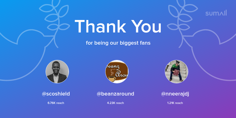 AmerdianUS's tweet photo. Our biggest fans this week: scoshield, beanzaround, nneerajdj. Thank you! via https://t.co/aF1RXDx1Q2 https://t.co/re6kEpsr0O