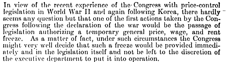 Sidenote: The House Report accompanying the DPA Amendments of 1953 noted that it was repealing this authority because of course Congress would quickly give the president that planning authority in an emergency. It's not so clear that either chamber would go along with that today.