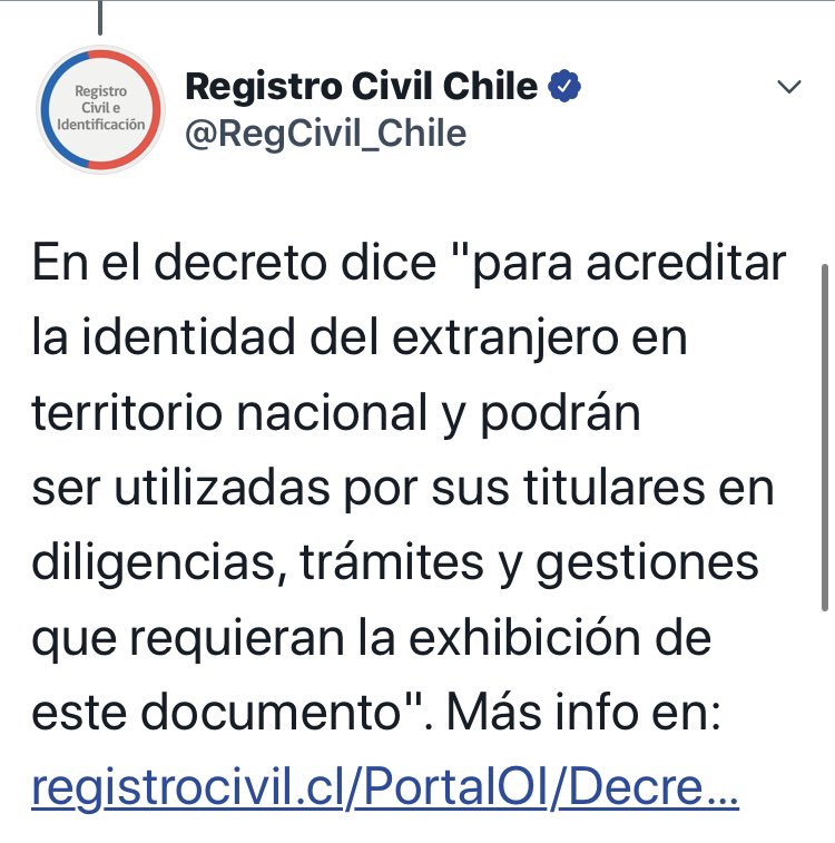 ExtranjerosC2's tweet photo. La Respuesta de @RegCivil_Chile Sobre Las Cédulas Vencidas https://t.co/hJLdBeboid
