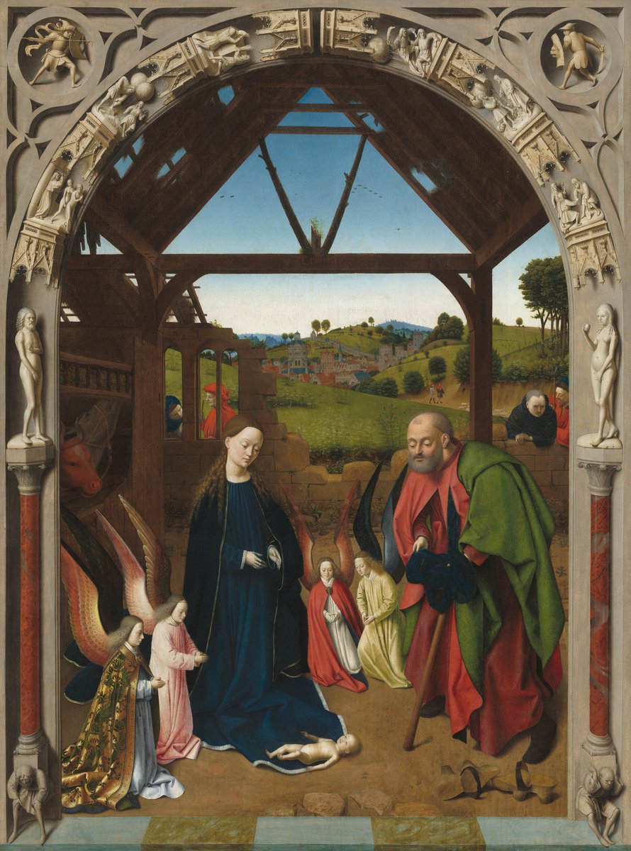 The “Nativity” (c. 1450), one of Petrus Christus's most important devotional paintings, emphasizes the sacrificial nature of Christ's coming and shows the scene as part of a chain of events in the story of the Fall and Redemption of humankind.