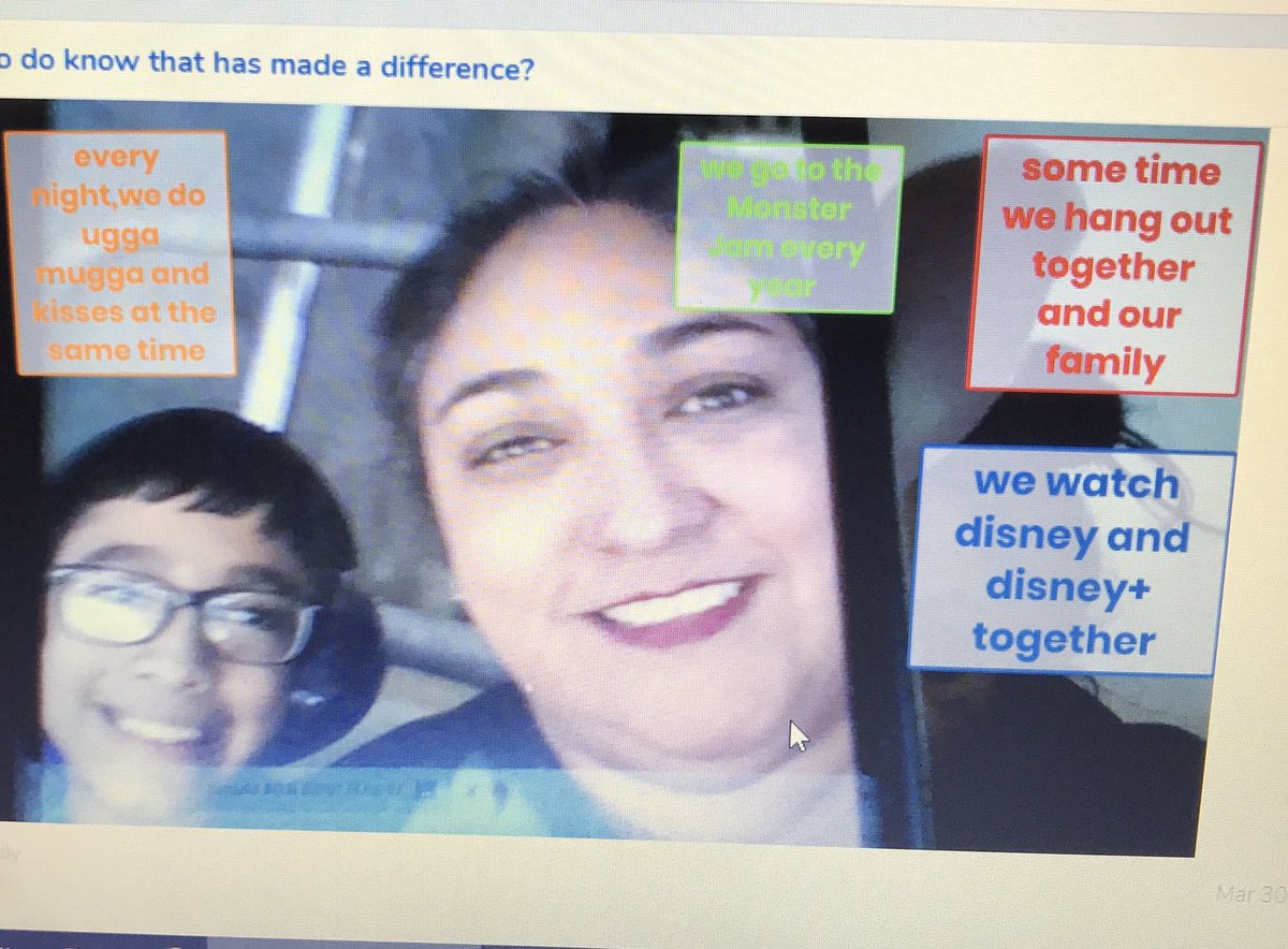 Raquelf1031's tweet photo. What a fantastic Zoom meeting! Spirit Week, Hero day, & @Seesaw writing prompt. I think @MsStephanieClem would agree we can tackle anything in our PJs ๐ #MurninSpiritWeek #NISDfamily #distancelearning https://t.co/J5nEVByLVb