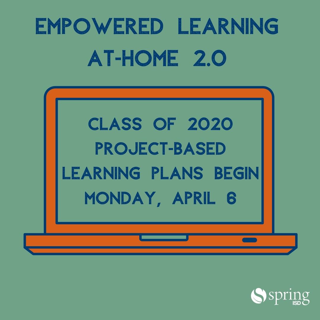 As our schools remain closed, we're working hard to ensure that our students are able to make it to the finish line this year. Starting Monday April 6, senior students will move into the next phase: Empowered Learning At-Home 2.0. For more info, visit springisd.org/elearning
