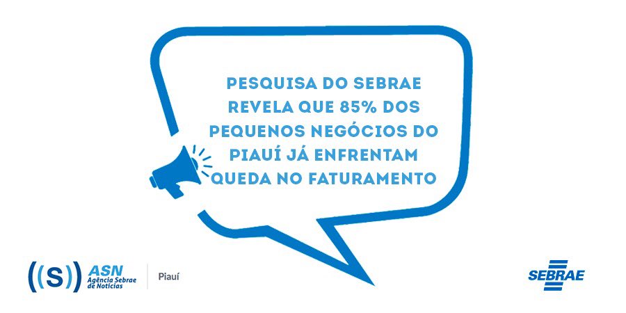 pi_sebrae's tweet photo. O @sebrae realizou uma pesquisa sobre os “Impacto do Coronavírus nos Pequenos Negócios” onde o levantamento aponta que no Piauí, 85% dos pequenos negócios já registram queda no faturamento, quer saber mais sobre esse estudo? Acesse https://t.co/RaXabTYTOR. #SebraePI #Informação https://t.co/OjkwtqDUrI