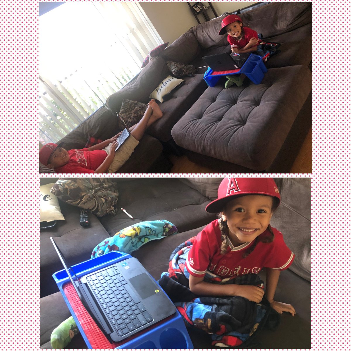 Sporting our Angels gear as we continue learning from home! #MightyMustangs
❤⚾️❤
¡Portando equipo de Los Angels mientras continuamos aprendiendo desde casa! #MustangsPoderosos