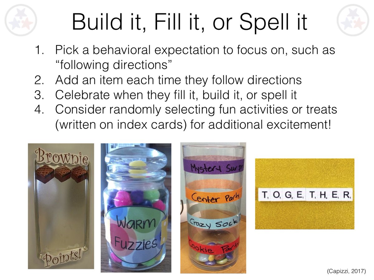 Acknowledgement systems can be used at home! Create a visual each time your child engages in the desired behavior. Once the goal is reached, they can earn something fun! @MelissaTBSP's family is filling a flower vase with Jenga pieces. What ideas have you tried? #RTI2B