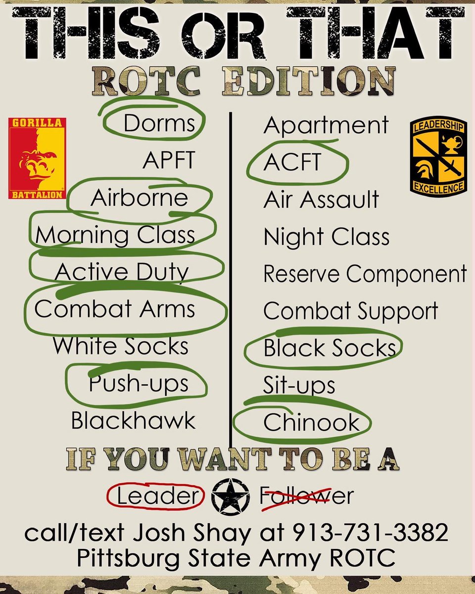 ?THIS👈or👉THAT? Comment below or copy and RT picks to your profile (tag us too so we can see your answers). Swipe to see our picks. #trainandtransform #inourboots #3rdbdearmyrotc #thisorthat #thisorthatgame @USArmy @3rdROTCBrigade @ArmyROTC