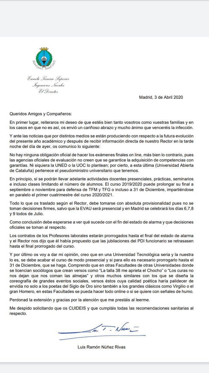 CCOO_UPM's tweet photo. VERGONZOSO, IMPRESENTABLE.  Un personaje así no es ni digno ni merecedor de representar a @La_UPM ni a la @ETSIN_Oficial en ningún ámbito. Solicitamos YA su DIMISIÓN o CESE. @GCisnerosP @Delegacion_UPM @astro_duque @IreneMontero @UniversidadGob @IgualdadGob https://t.co/Y2MM79rUbi