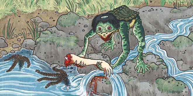 Kawamatsu est un kappa (créature du folklore japonais, un "Yokai") la légende dit qu’il récupère des enfants pour les grailles mais Kawamatsu fait peut-être aussi référence à un autre personnage qui a réellement existé.