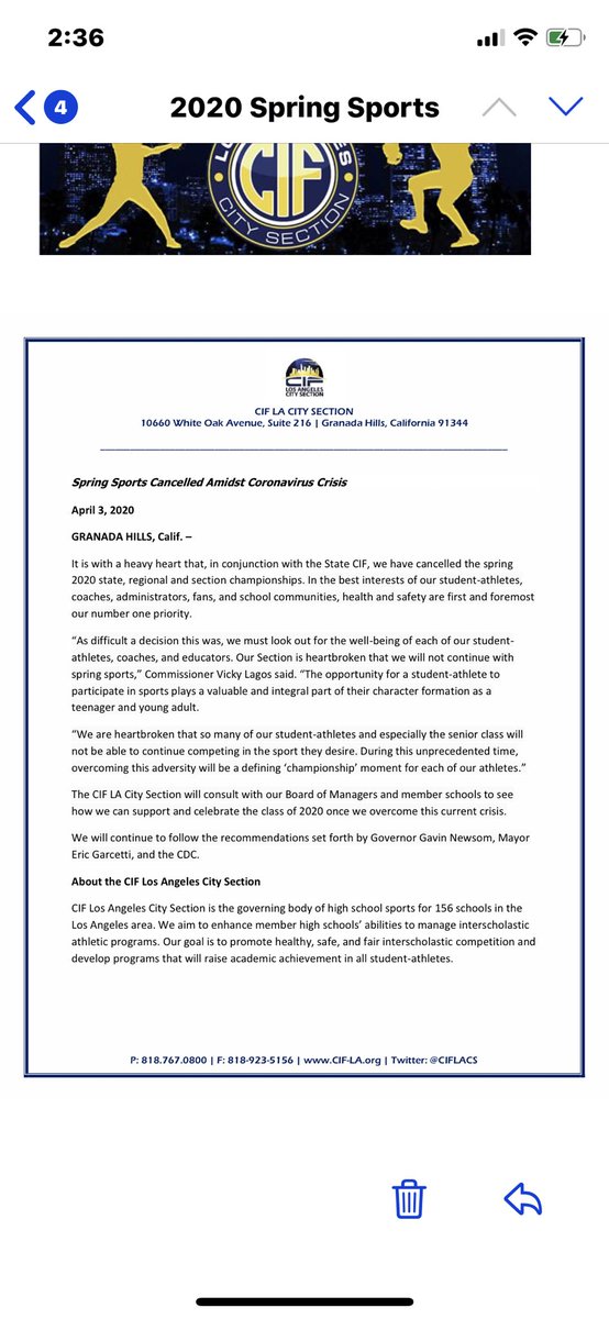 latsondheimer's tweet image. Statement by City Section commissioner.