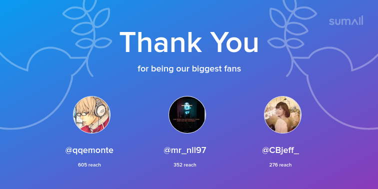 DokMarkuz's tweet photo. Our biggest fans this week: qqemonte, mr_nll97, CBjeff_. Thank you! via https://t.co/2P1JoeMeSg https://t.co/guKjuzytjb