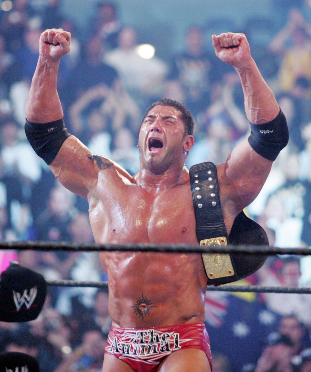BRWrestling's tweet photo. 15 years ago today, John Cena and Batista won the WWE and World Heavyweight titles at WrestleMania 21

A new era of wrestling was born https://t.co/L4XjjtH2fz