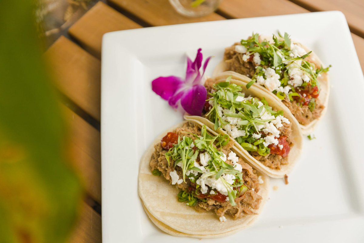 Ventiki's tweet photo. We've added Taco Tini to our QuaranTiki menu!

Three Stuffed Street Tacos with Kalua Pork, Feta, Cilantro, Green Onions &amp; Spicy Chili Sauce https://t.co/8FKXHBEoeR https://t.co/BPHnmTmIYW
