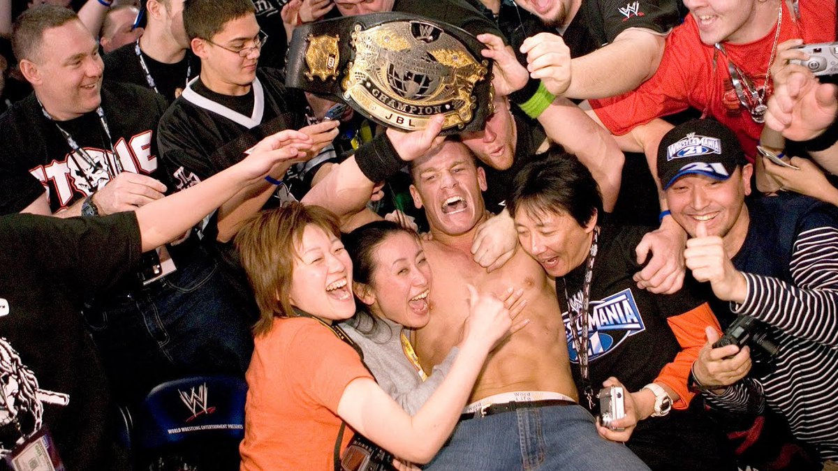BRWrestling's tweet photo. 15 years ago today, John Cena and Batista won the WWE and World Heavyweight titles at WrestleMania 21

A new era of wrestling was born https://t.co/L4XjjtH2fz