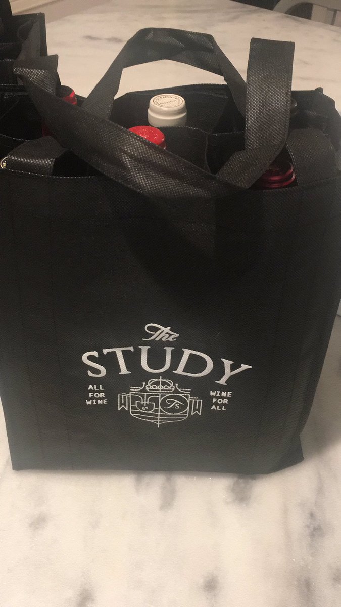 maberry0's tweet photo. @thestudyokc thanks for these swanky bottle bags and curbside service... let the wine drinking begin https://t.co/4XGqXnNmDz