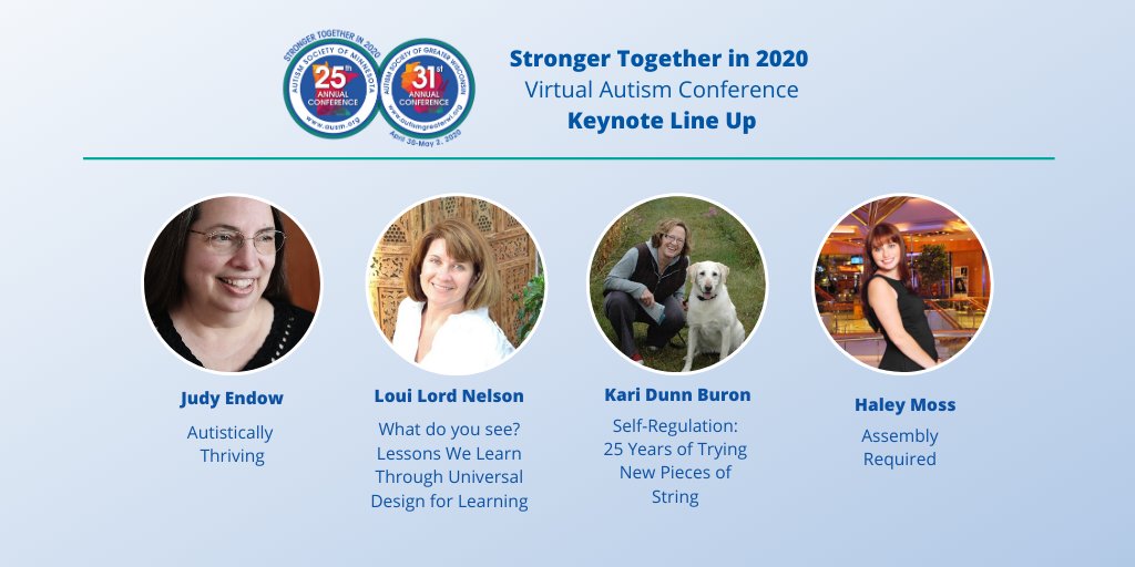 What a great keynote lineup for #StrongerTogether2020!  Visit our website to register for access to 4 keynotes, 40+ breakout sessions, and 60+ exhibitors from MN &amp; WI! autismgreaterwi.org/conferences