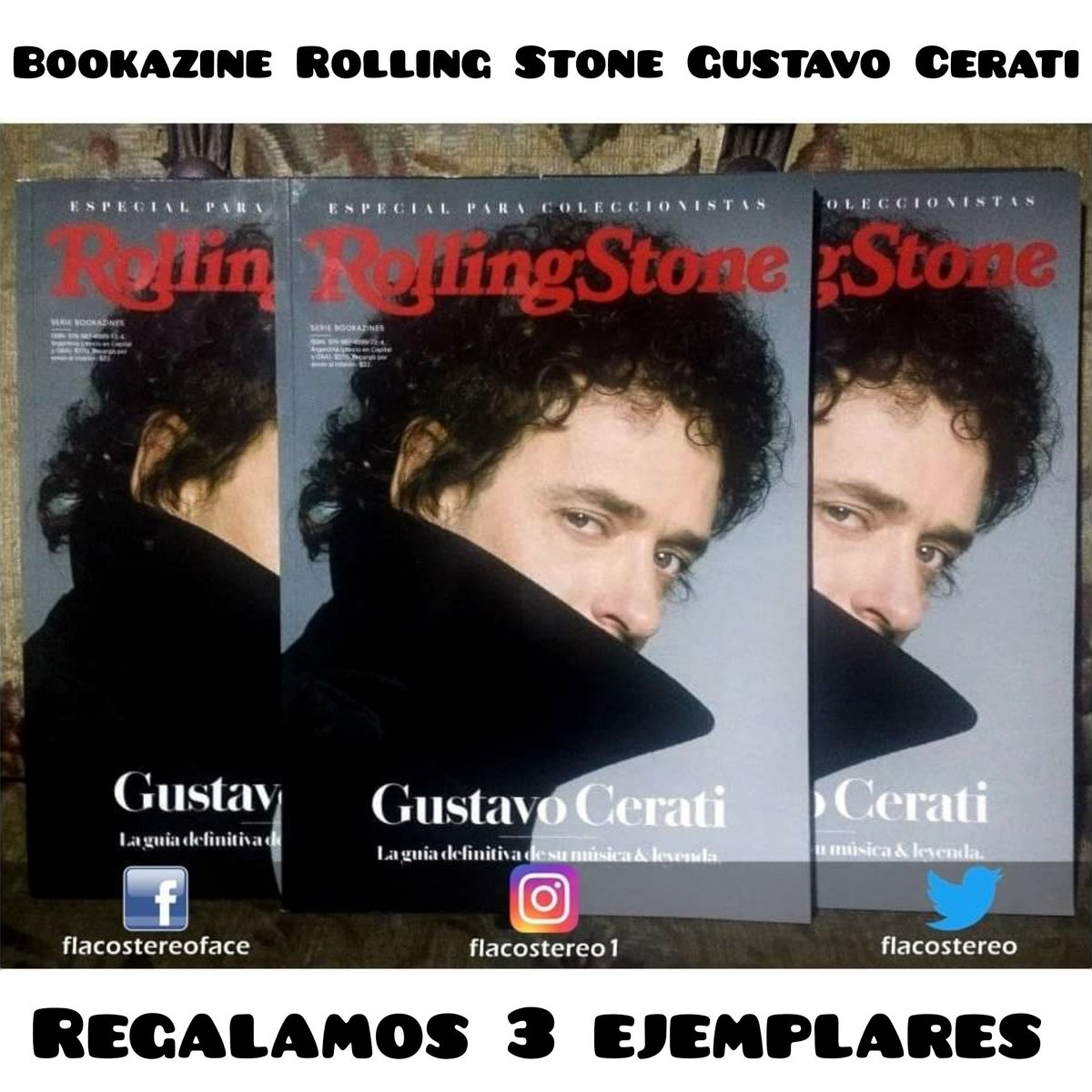 FlacoStereo's tweet photo. ⚠️ATENCIÓN SORTEO⚠️

Regalamos 3 Rolling Stone de Cerati 

¿Cómo participar?

✔️Seguí esta cuenta @flacostereo 
✔️Dale RT y comentá con #QuieroMiRollingDeCerati 

Hasta el 17/04 desde cualquier lugar

Por facebook 
https://t.co/gJfyWiWg6v 

Por Instagram 
https://t.co/b0LCfqXUvg https://t.co/VvjLV1AjFp