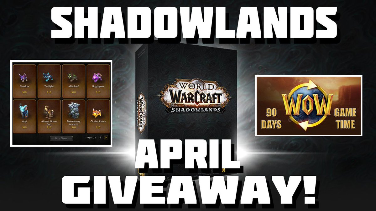 hikons's tweet photo. Enter for a chance to win @Warcraft Shadowlands, ninety (90) days game time, or in-game shop pets/mounts! 😀

Link: https://t.co/iAg5Sr3zuD

Ends April 30th, 2020 at 11:59 PM Pacific Time.  For complete terms and conditions, check the landing page. #WorldOfWarcraft #Giveaways https://t.co/vOiycjDGf8