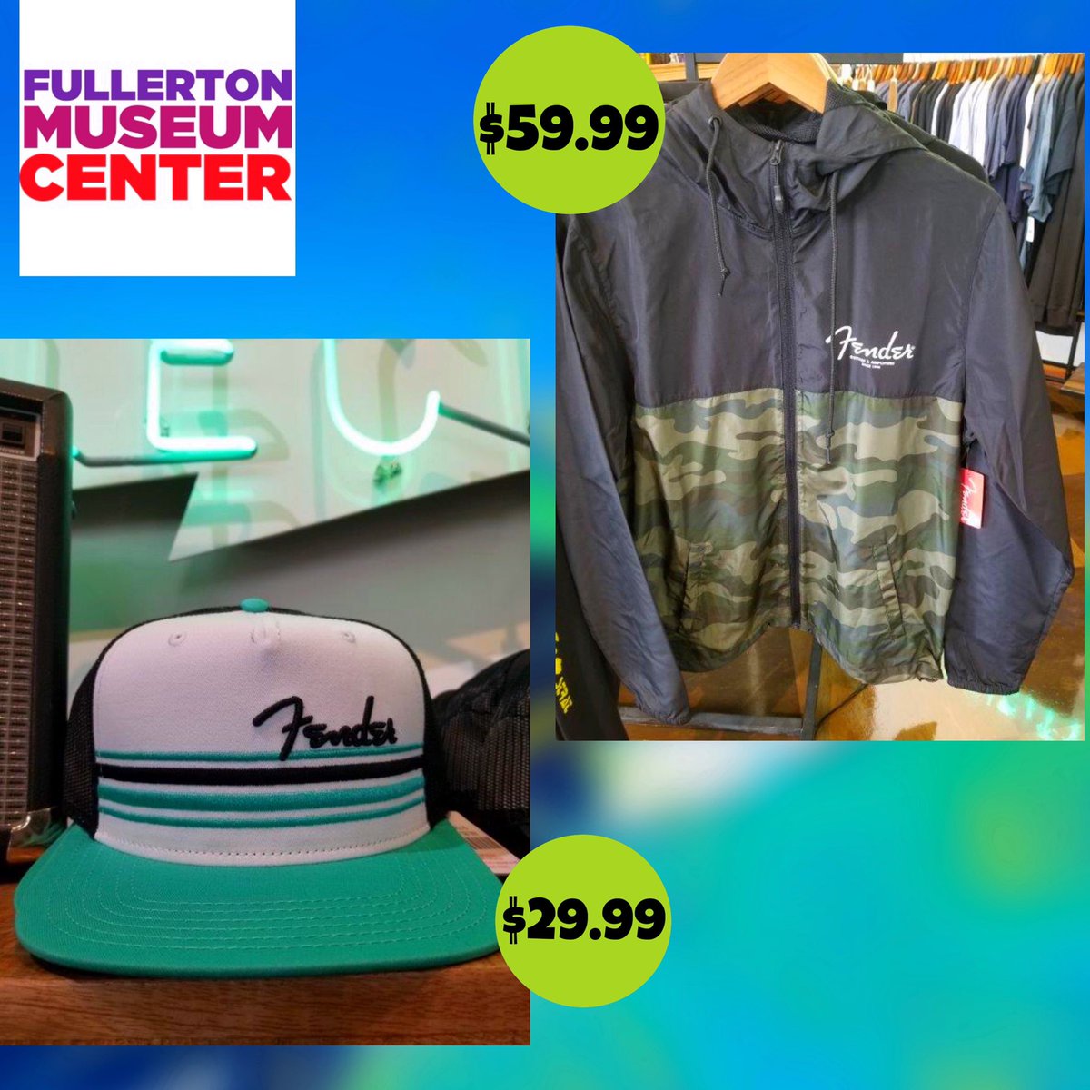 museumfullerton's tweet photo. NEW FENDER MERCH!🎸⁣Available through the FMC Gift Shop.
How To Order: ⁣1️⃣Phone Orders are taken ⁣Tues-Fri 9am-5pm &amp; Sat-Sun 12pm-4pm.⁣ 2️⃣Free &amp; Easy Pick-Up! Thurs 4pm-7:30pm during the Farmers Market, inside the patio! Bring your ID &amp; order confirmation email. #fender https://t.co/8zeJcD8koI