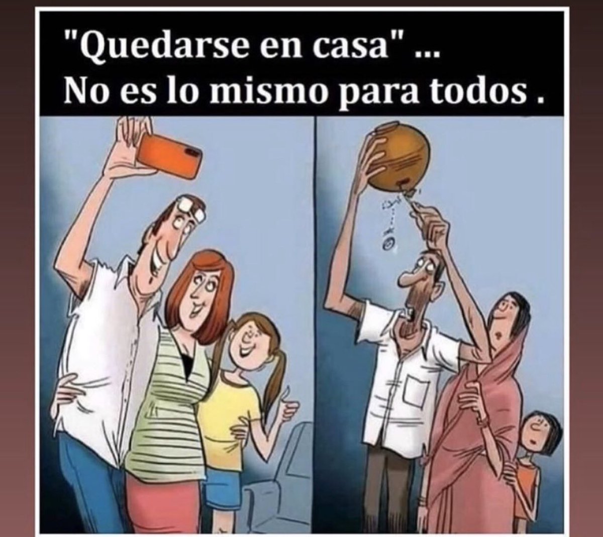 ¿Soy yo o esta foto tiene un tras fondo racista? La familia supuestamente europea disfrutando y la migrante en la pobreza...🤷🏽‍♀️