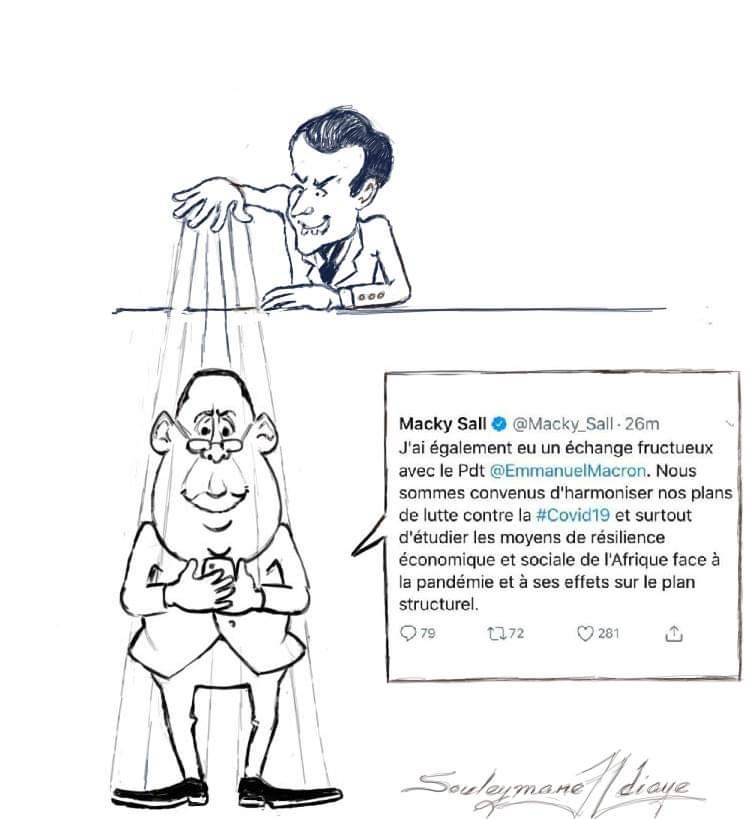 SNCaricatures's tweet photo. Le tweet de la #Françafrique
#COVID19 #COVID2019 #COVID19Pandemic #StayHomeSaveLives #CoronavirusPandemic #CORONAVIRUSENFRANCE #Macron #MackySall #Senegal #France #Dakar #Paris #GiletsJaunes #DidierRaoult https://t.co/UpIvDwO2CE