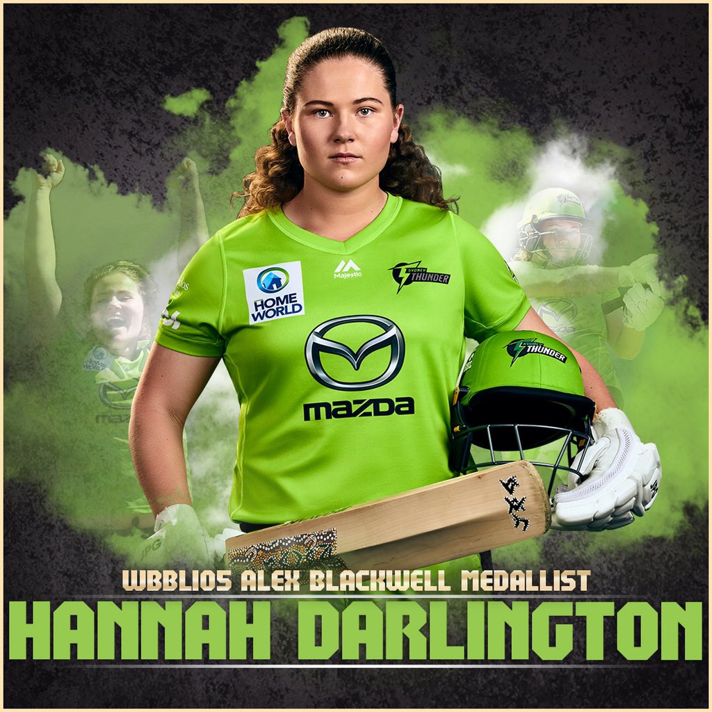 What a debut season for Hannah Darlington... Our Alex Blackwell Medallist for #WBBL05! 👏 #ThunderNation