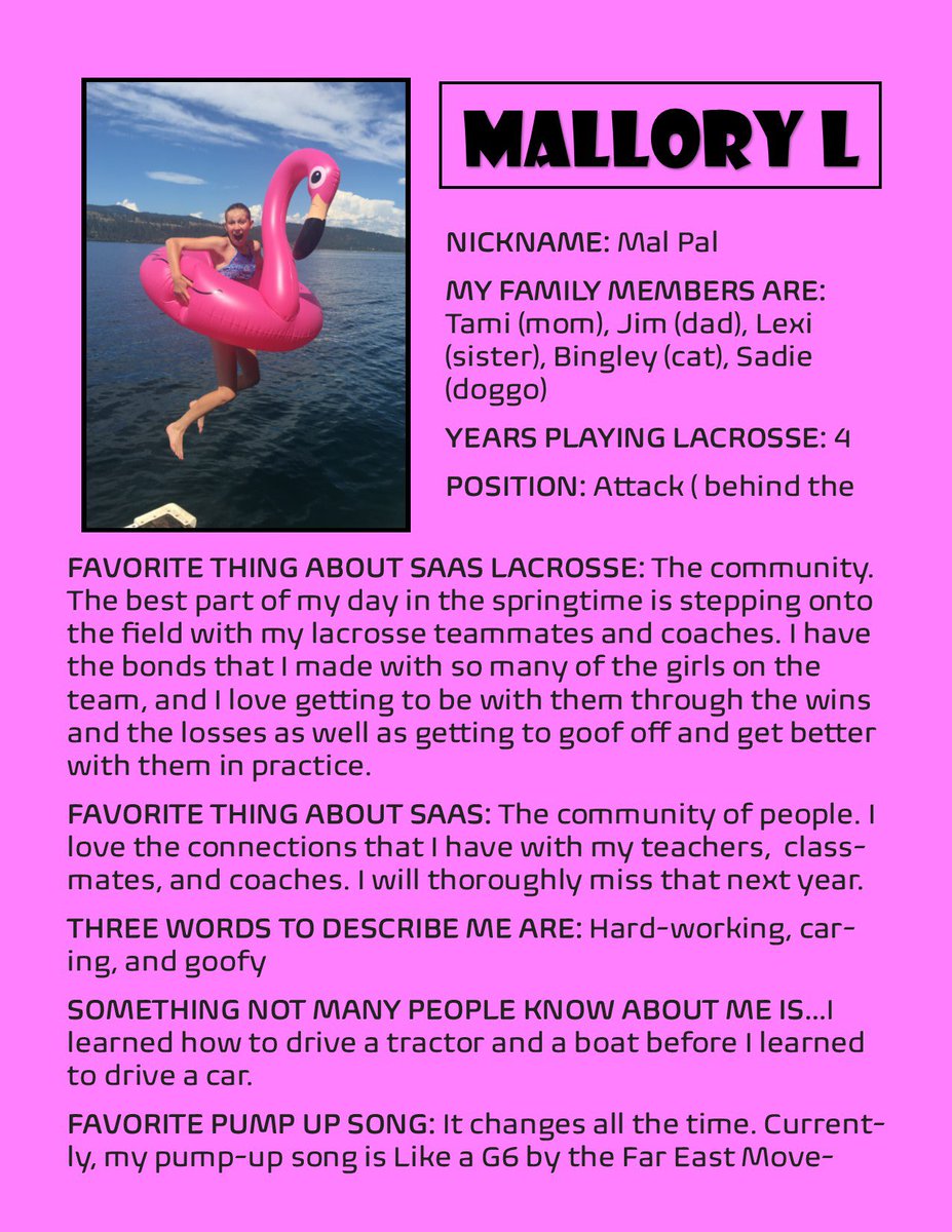 SAAS_GLAX's tweet image. Bear with me while I learn how to use twitter! Third times a charm. Here are our first two @SeattleAcademy Feature Fridays of our amazing seniors, Mallory and Laila. We will miss them greatly next year!! @SAASCardinals #saaslax