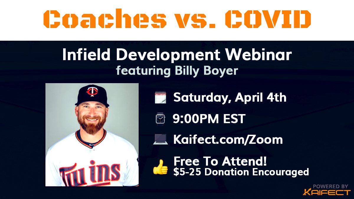 Calling all CoachesJoin myself and  #CoachesVsCOVID tomorrow evening to chat all things Infield. Bring your questions to this Q&A style webinar and help us raise some funds for  @fredhutch to fight COVID head on. Sponsored by our friends  @KaifectAgency  http://engage.fredhutch.org/site/TR/PersonalFundraisingPages/General?px=1823168&pg=personal&fr_id=1574