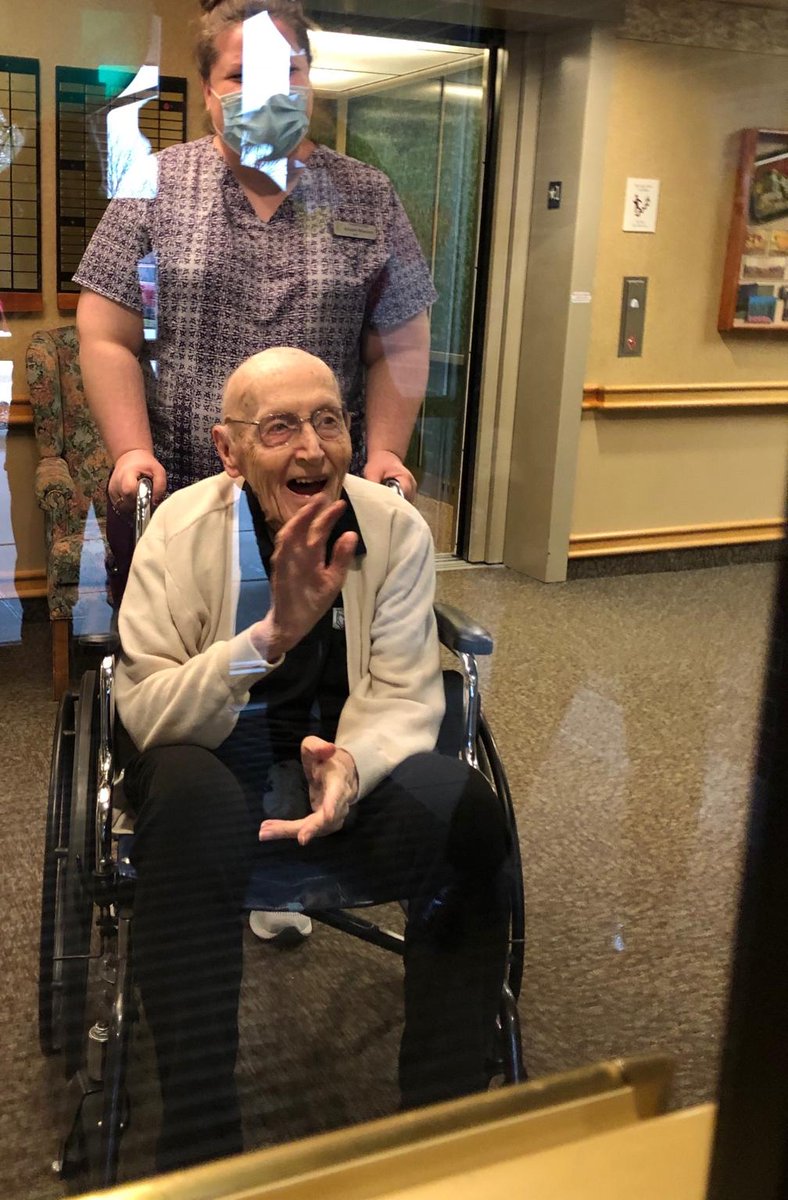 CVCS_Waterloo's tweet photo. Today, Skipper made a special visit to wish Msgr. Steimel a Happy 93rd Birthday!  He was so excited about this special surprise! https://t.co/c3pD6cInB7