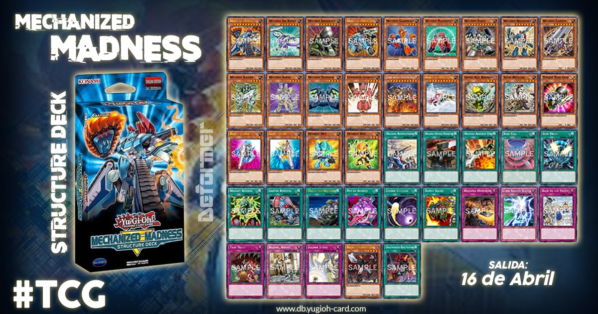 Lista completa y oficial de lo que vendr en la nueva estructura de: Mechanized  Madness. Qu te parece esta nueva estructura y sus reimpresiones? #tcg # yugioh #ygo